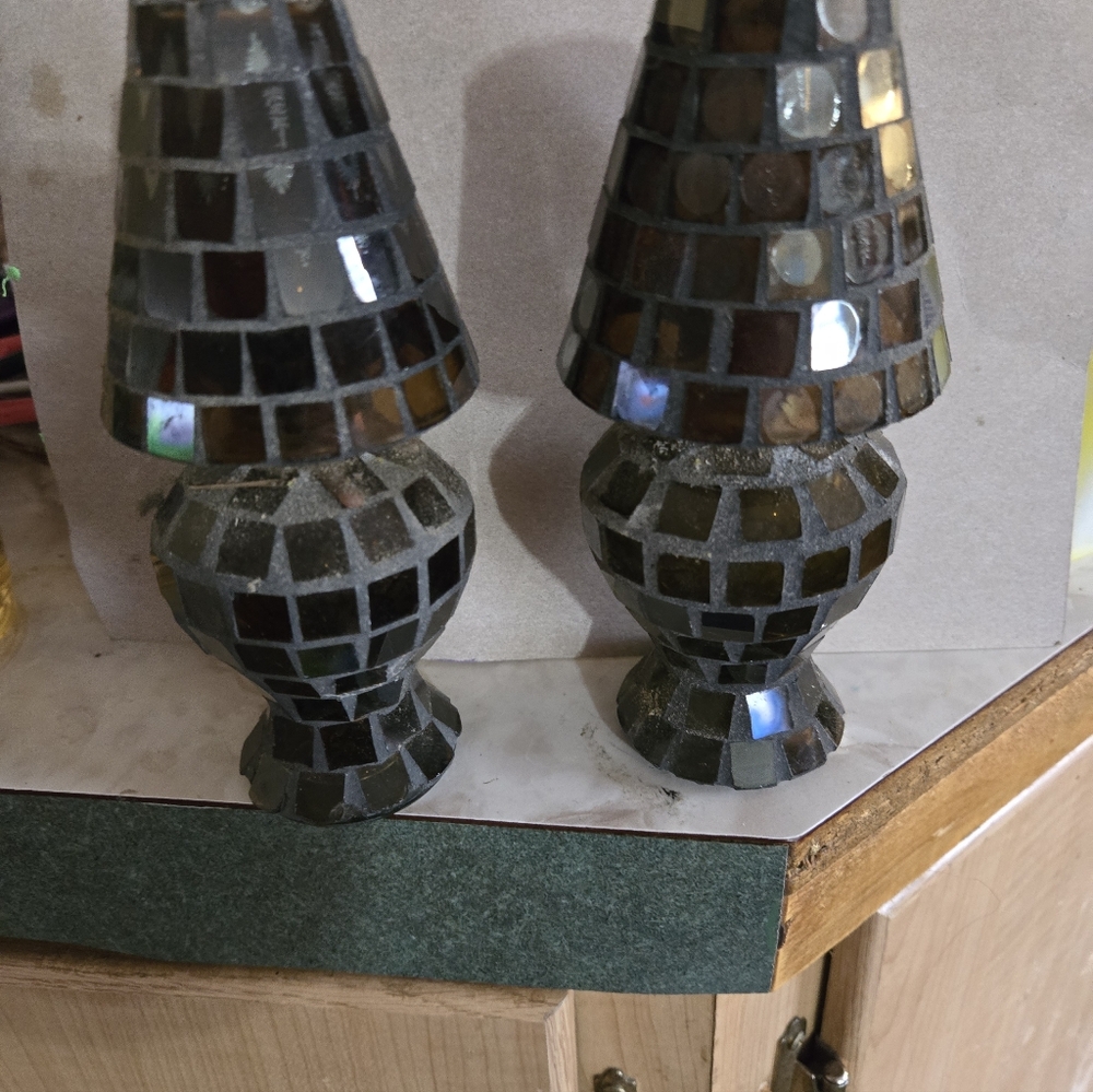 Mosaic Glass Cone Accent Pieces